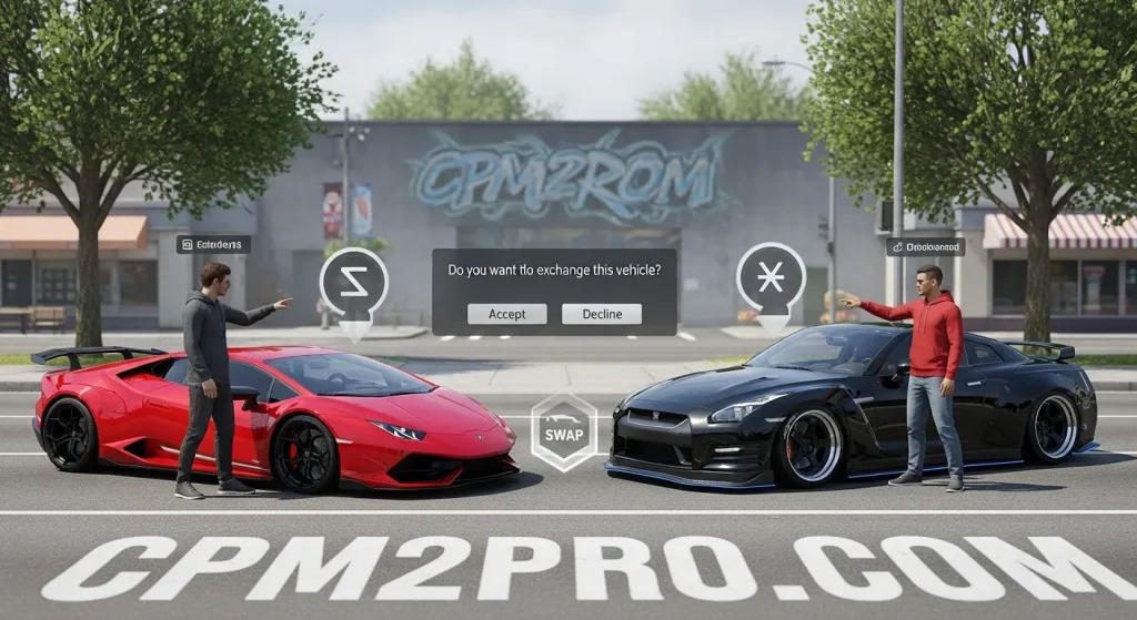 🔁 Vehicle Swap Feature

In CPM 2 Mod APK, you can easily exchange cars with other players. If you're bored with your current vehicle, trade it for another. These features help you learn new driving techniques for different vehicles and enhance your driving experience by trying out cars you could not access before.