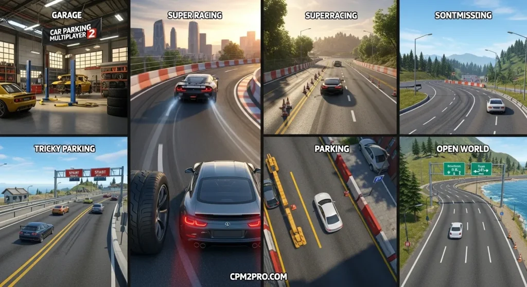 Car Parking Multiplayer 2 offers a variety of engaging 100 + levels, from exploring the garage and racing supercars to tackling challenging driving missions and tricky parking spots. While it doesn’t introduce new levels, it enhances the old ones with realistic features and improved graphics.