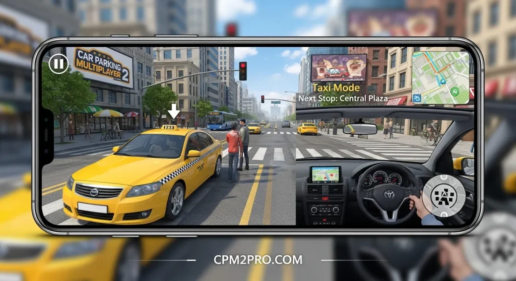 In Car Parking Multiplayer 2 APK, taxi mode allows you to become a taxi driver, picking up passengers and navigating through the city to complete their jobs. This unique mode tests your driving skills by requiring you to manage traffic and reach stops on time.